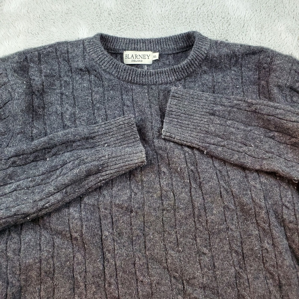Blarney Woollen Mills Irish Aran Fisherman‎ Gray Sweater 100% Wool XXL 2XL